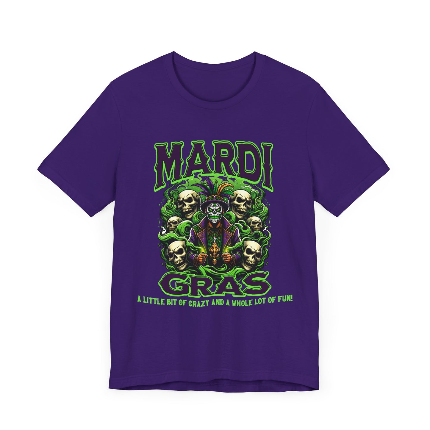 Mardi Gras Skulls Unisex Tee, Voodoo Magic Shirt, Green Purple T-Shirt, Festival Costume Top, Halloween Clothing