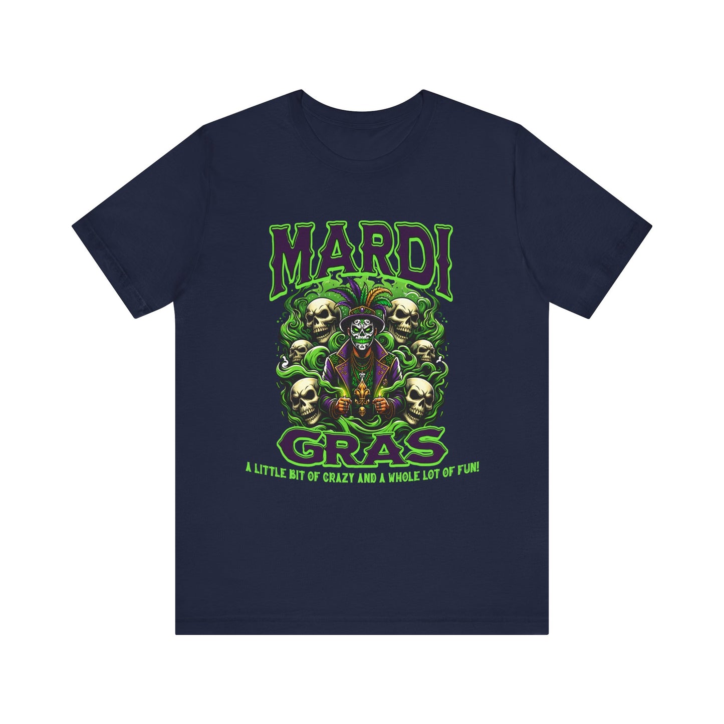 Mardi Gras Skulls Unisex Tee, Voodoo Magic Shirt, Green Purple T-Shirt, Festival Costume Top, Halloween Clothing