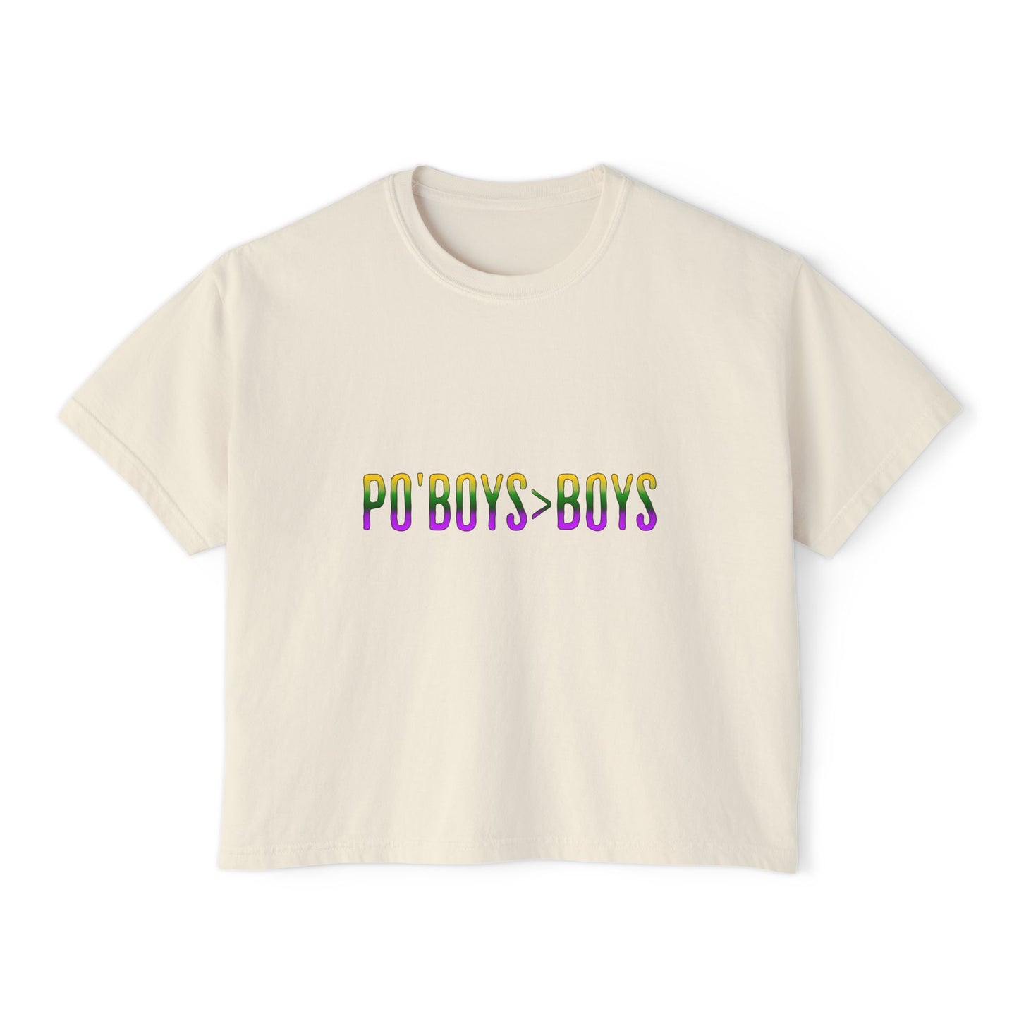Mardi Gras Box Tee, New Orleans Vacation Shirt, Purple Yellow Green Crop Top, Girl's Trip Shirt, Simple Minimalist Ladies Tee, Young Woman