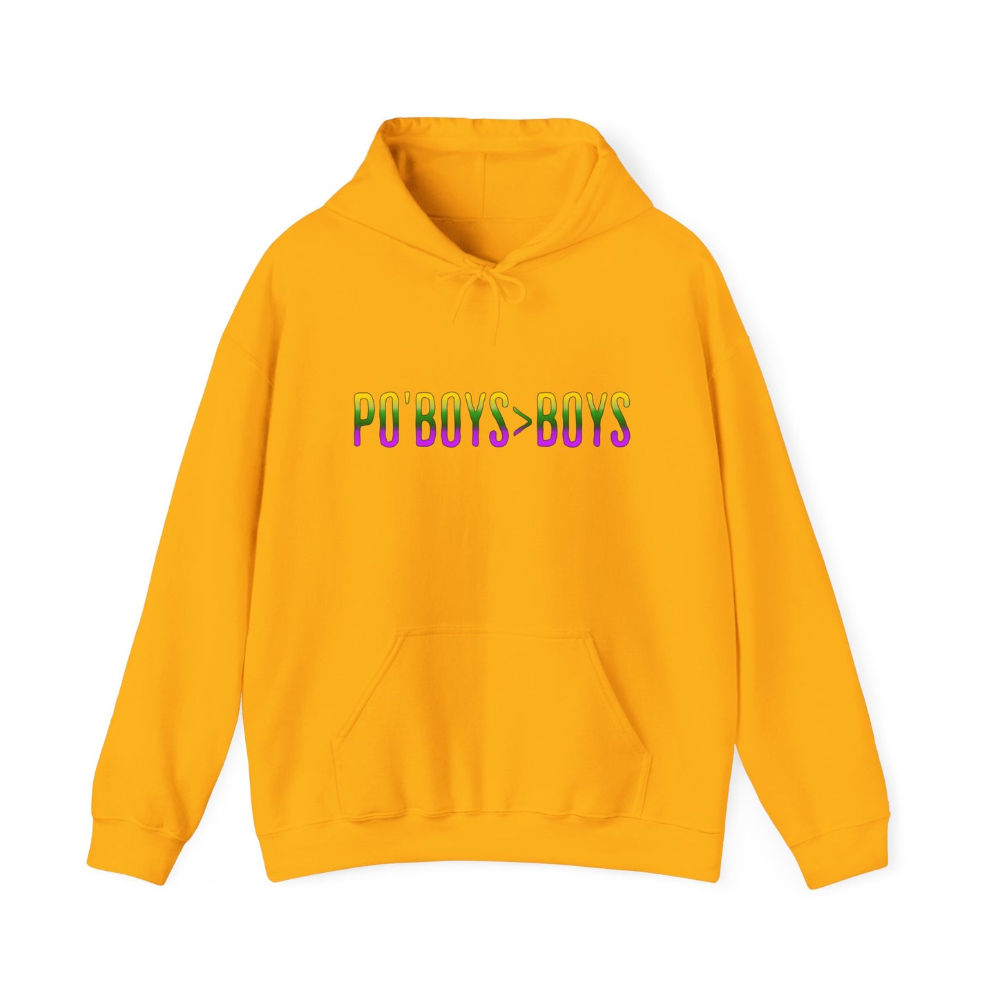 New Orleans Mardi Gras Unisex Hoodie - 'PO'BOYS>BOYS' Design, Vacation & Pride Apparel, Girl's Trip Gift, Keep Warm Sweatshirt, Foodie