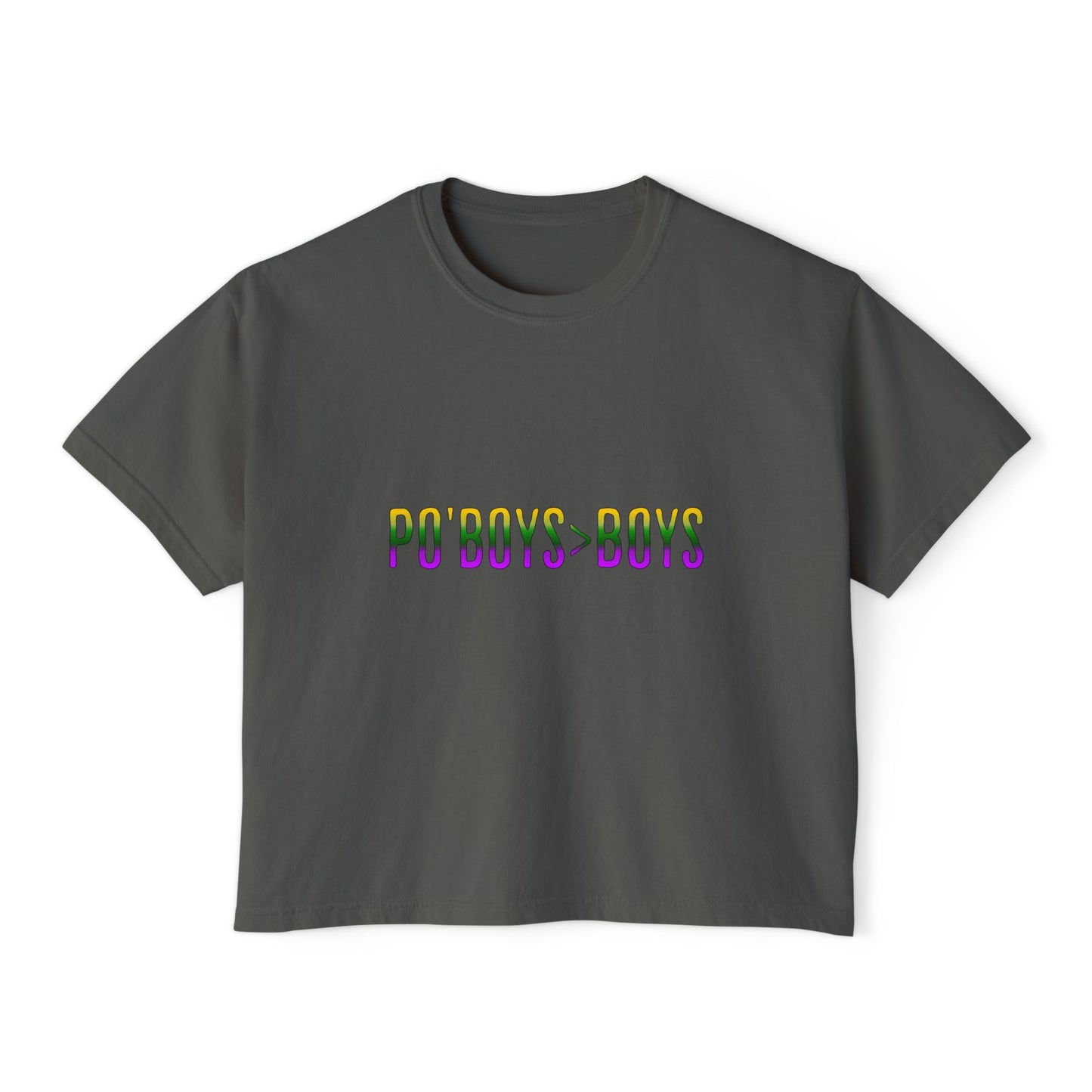 Mardi Gras Box Tee, New Orleans Vacation Shirt, Purple Yellow Green Crop Top, Girl's Trip Shirt, Simple Minimalist Ladies Tee, Young Woman