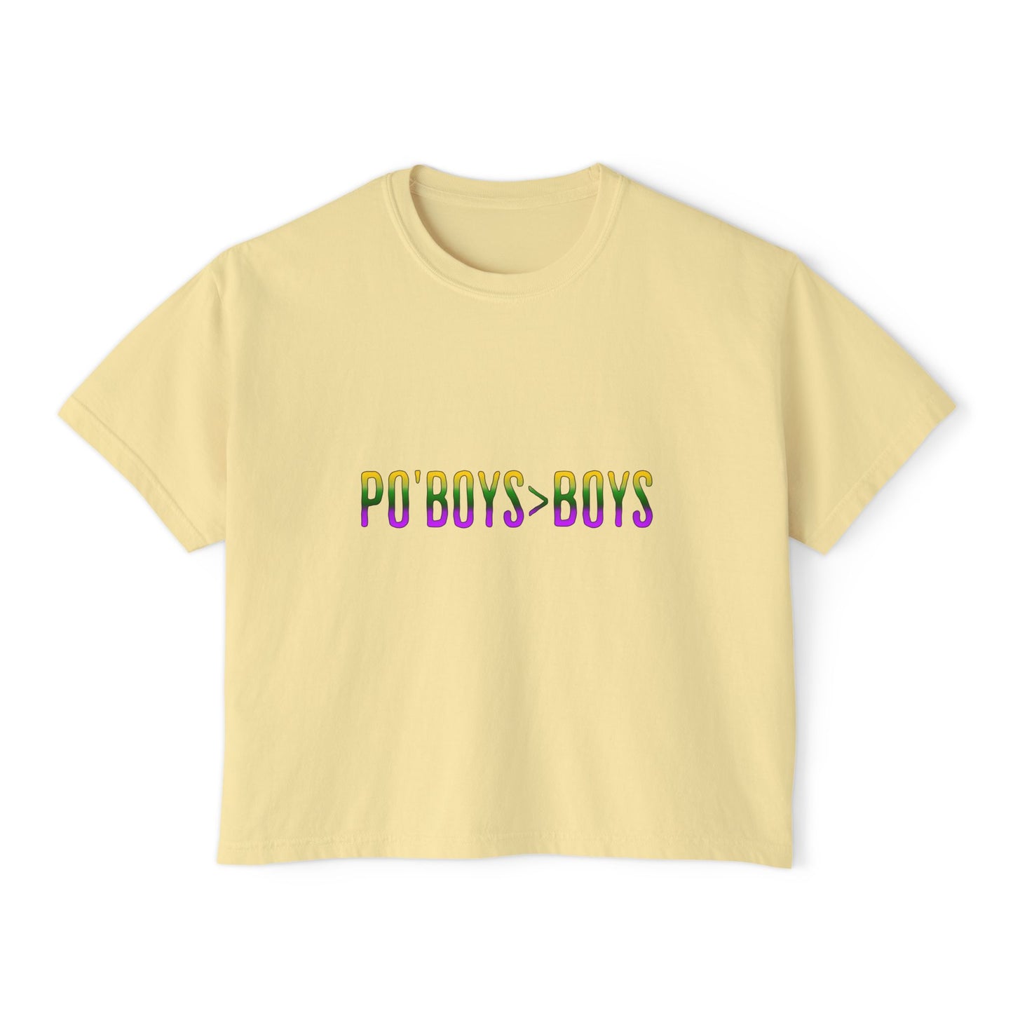 Mardi Gras Box Tee, New Orleans Vacation Shirt, Purple Yellow Green Crop Top, Girl's Trip Shirt, Simple Minimalist Ladies Tee, Young Woman