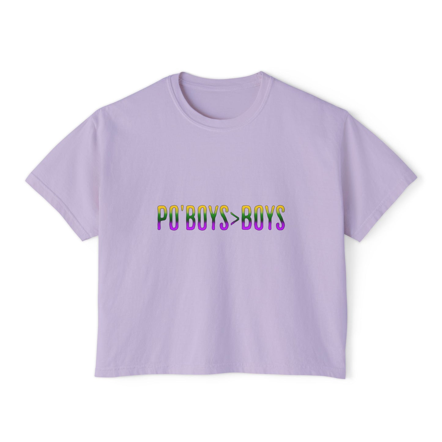 Mardi Gras Box Tee, New Orleans Vacation Shirt, Purple Yellow Green Crop Top, Girl's Trip Shirt, Simple Minimalist Ladies Tee, Young Woman