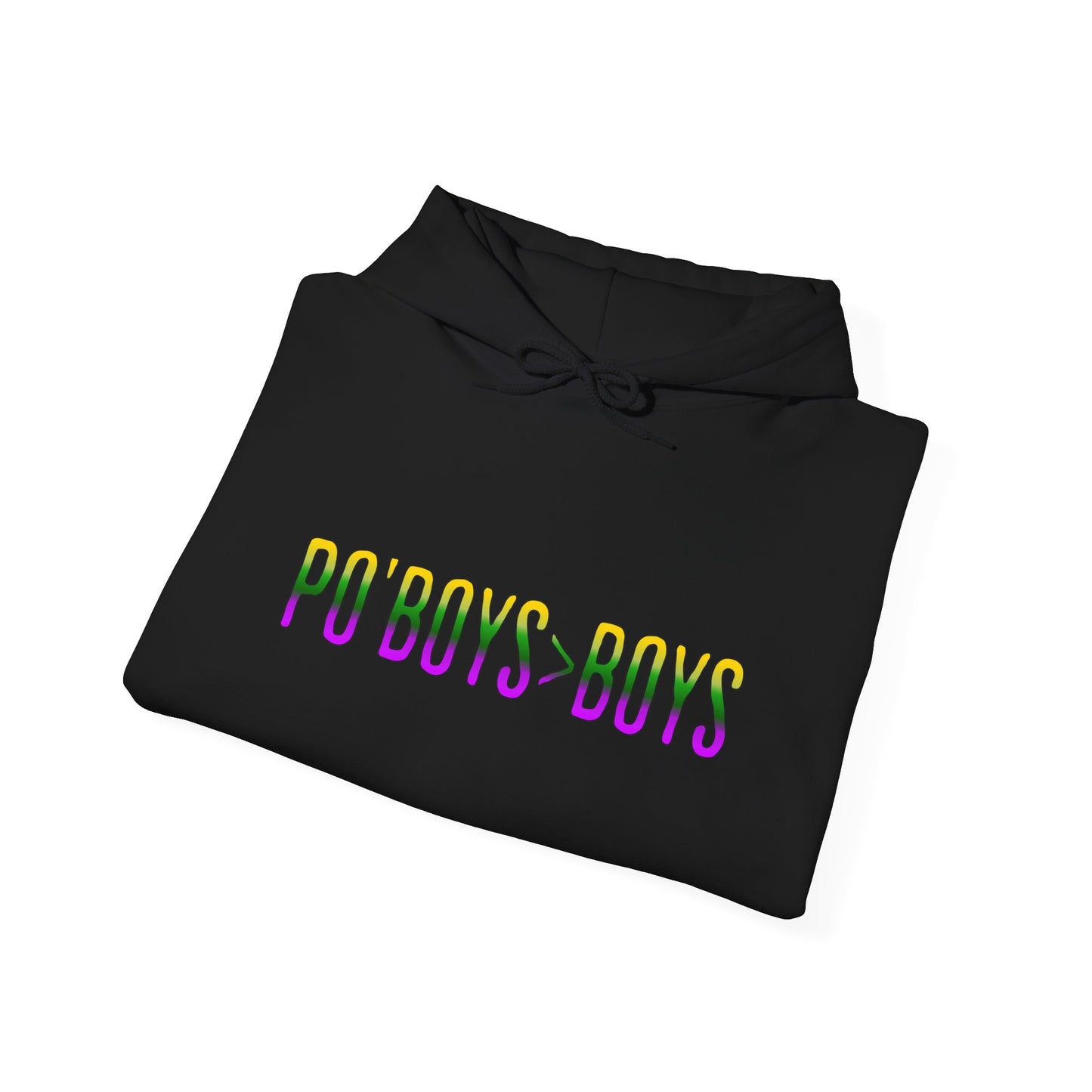 New Orleans Mardi Gras Unisex Hoodie - 'PO'BOYS>BOYS' Design, Vacation & Pride Apparel, Girl's Trip Gift, Keep Warm Sweatshirt, Foodie