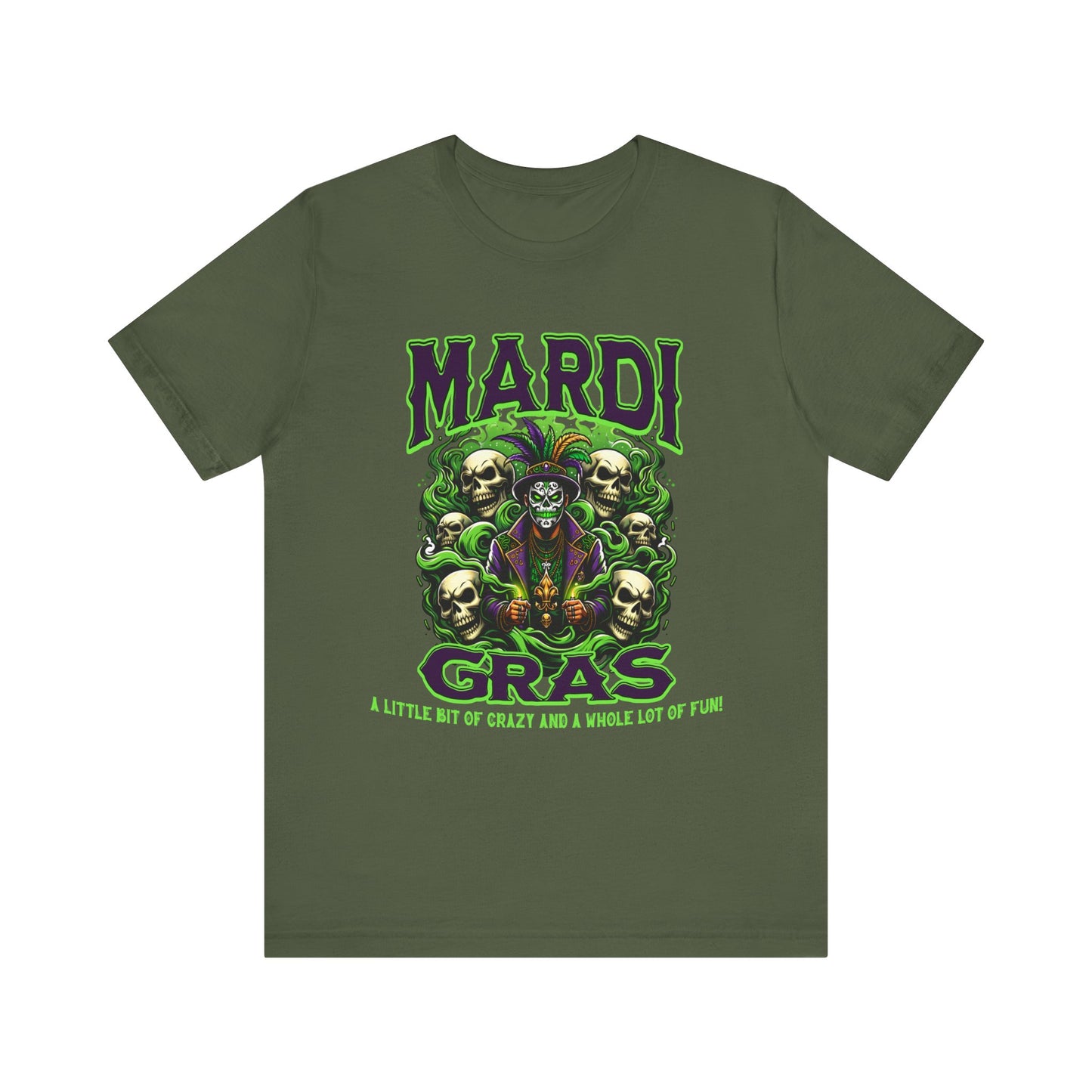 Mardi Gras Skulls Unisex Tee, Voodoo Magic Shirt, Green Purple T-Shirt, Festival Costume Top, Halloween Clothing