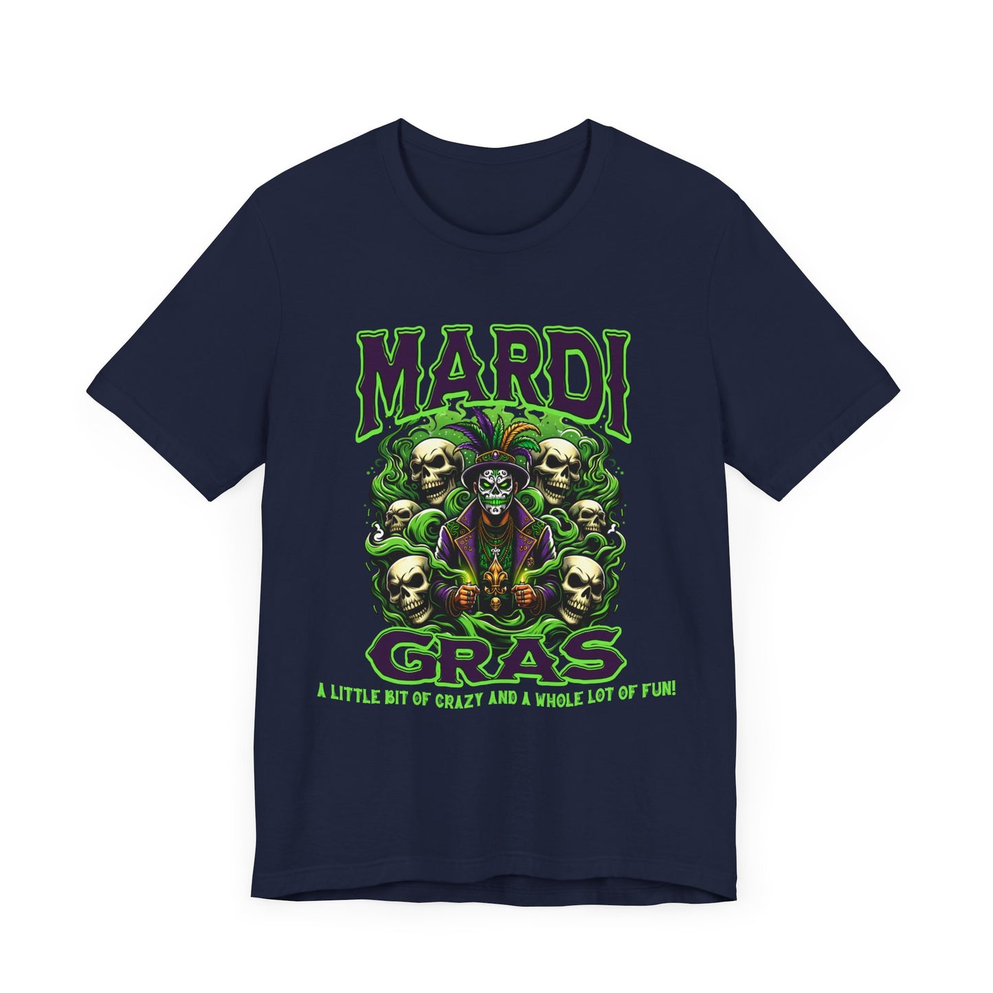 Mardi Gras Skulls Unisex Tee, Voodoo Magic Shirt, Green Purple T-Shirt, Festival Costume Top, Halloween Clothing