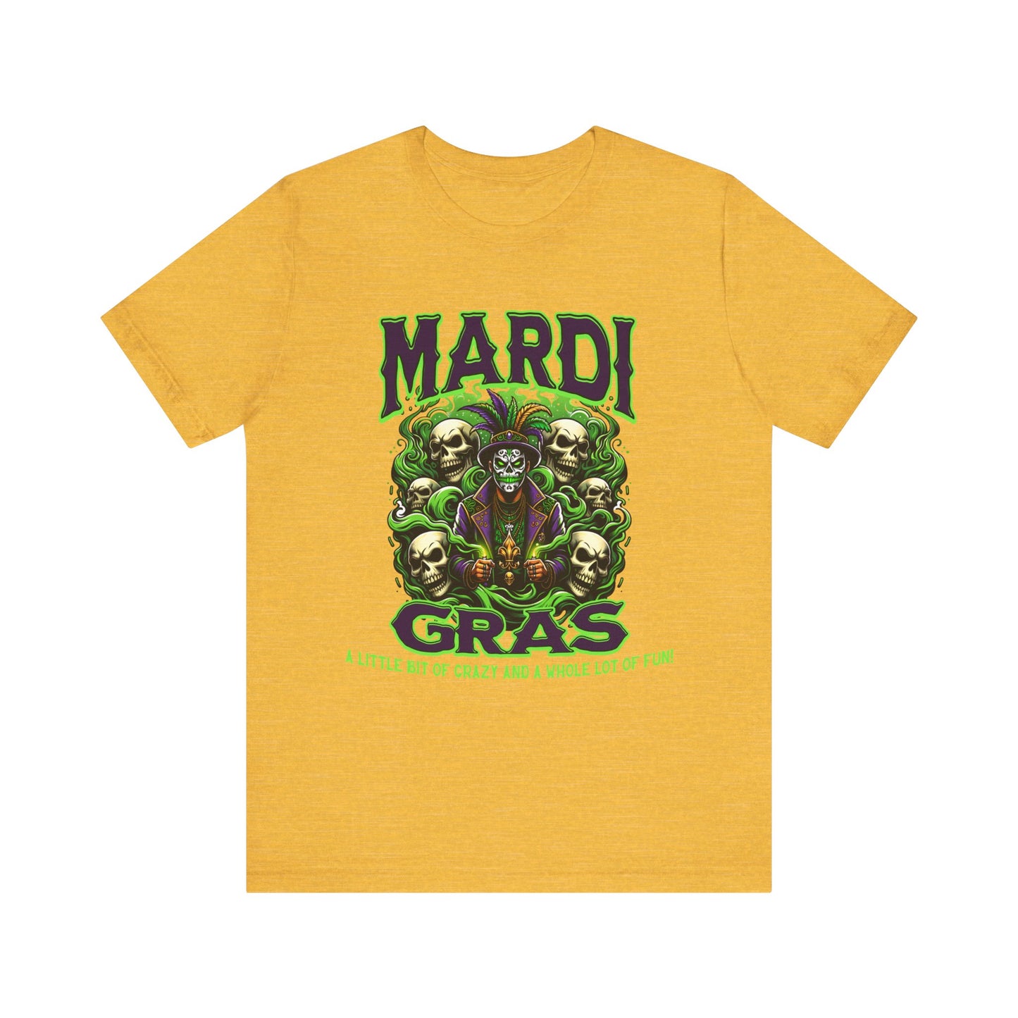 Mardi Gras Skulls Unisex Tee, Voodoo Magic Shirt, Green Purple T-Shirt, Festival Costume Top, Halloween Clothing