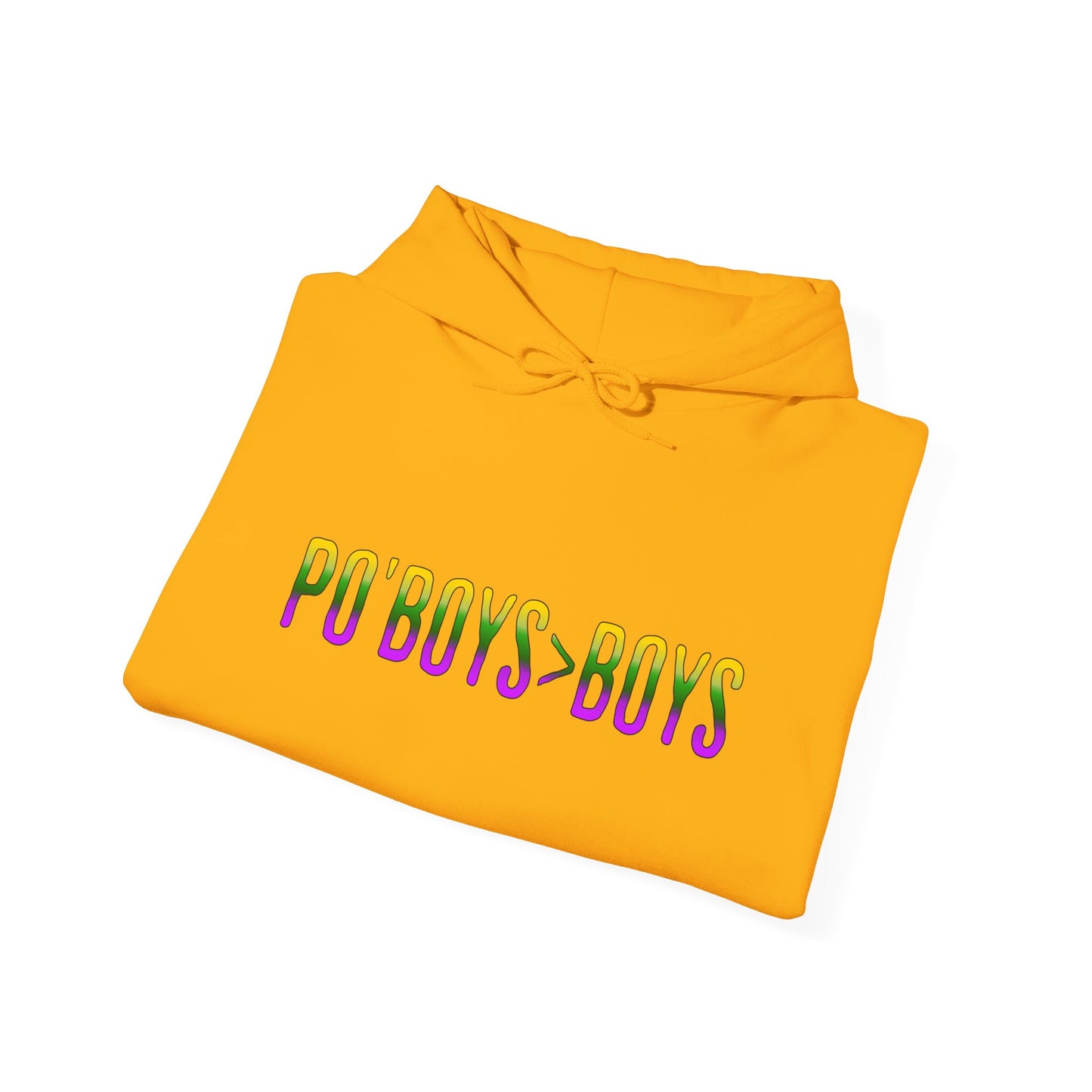 New Orleans Mardi Gras Unisex Hoodie - 'PO'BOYS>BOYS' Design, Vacation & Pride Apparel, Girl's Trip Gift, Keep Warm Sweatshirt, Foodie