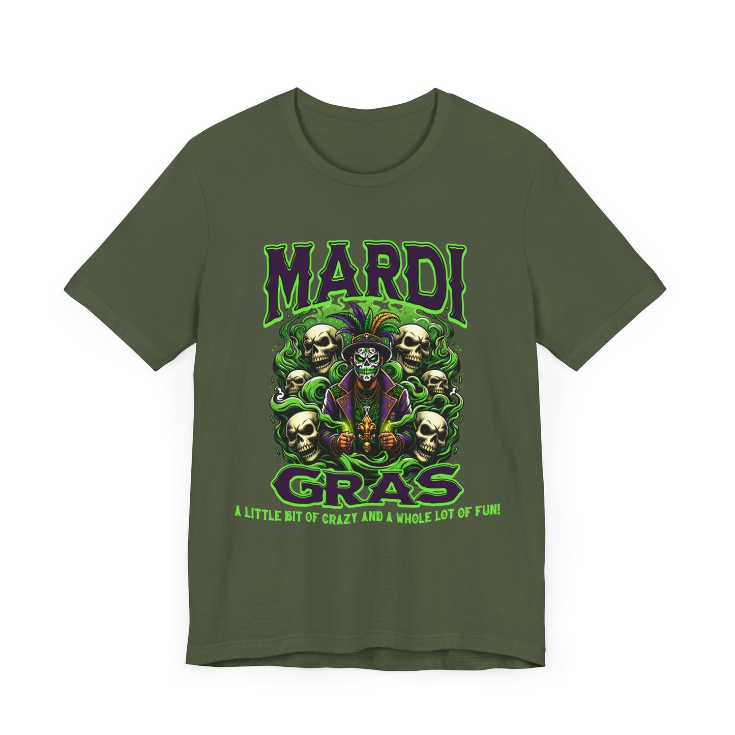 Mardi Gras Skulls Unisex Tee, Voodoo Magic Shirt, Green Purple T-Shirt, Festival Costume Top, Halloween Clothing