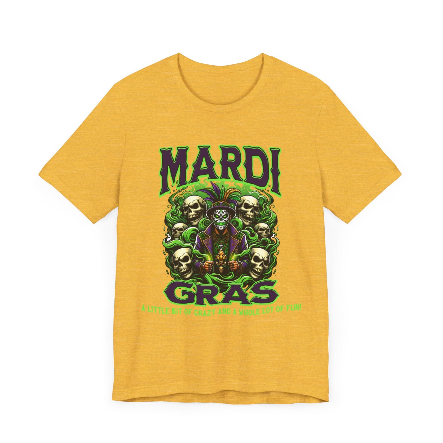 Mardi Gras Skulls Unisex Tee, Voodoo Magic Shirt, Green Purple T-Shirt, Festival Costume Top, Halloween Clothing