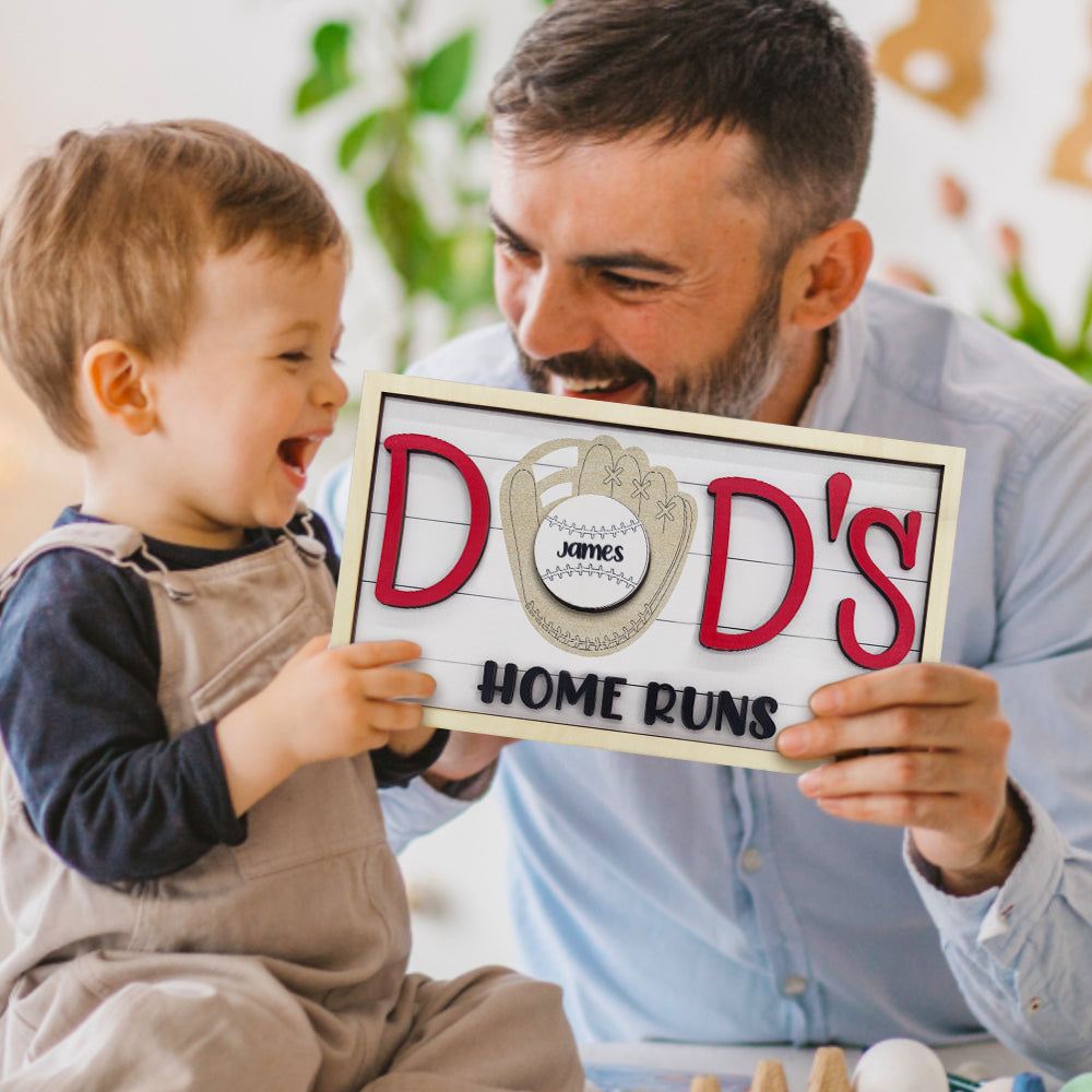 Personalized Baseball Dad Wooden Name Sign Plaque Father's Day Gift for Dad Grandpa - J K Kreation
