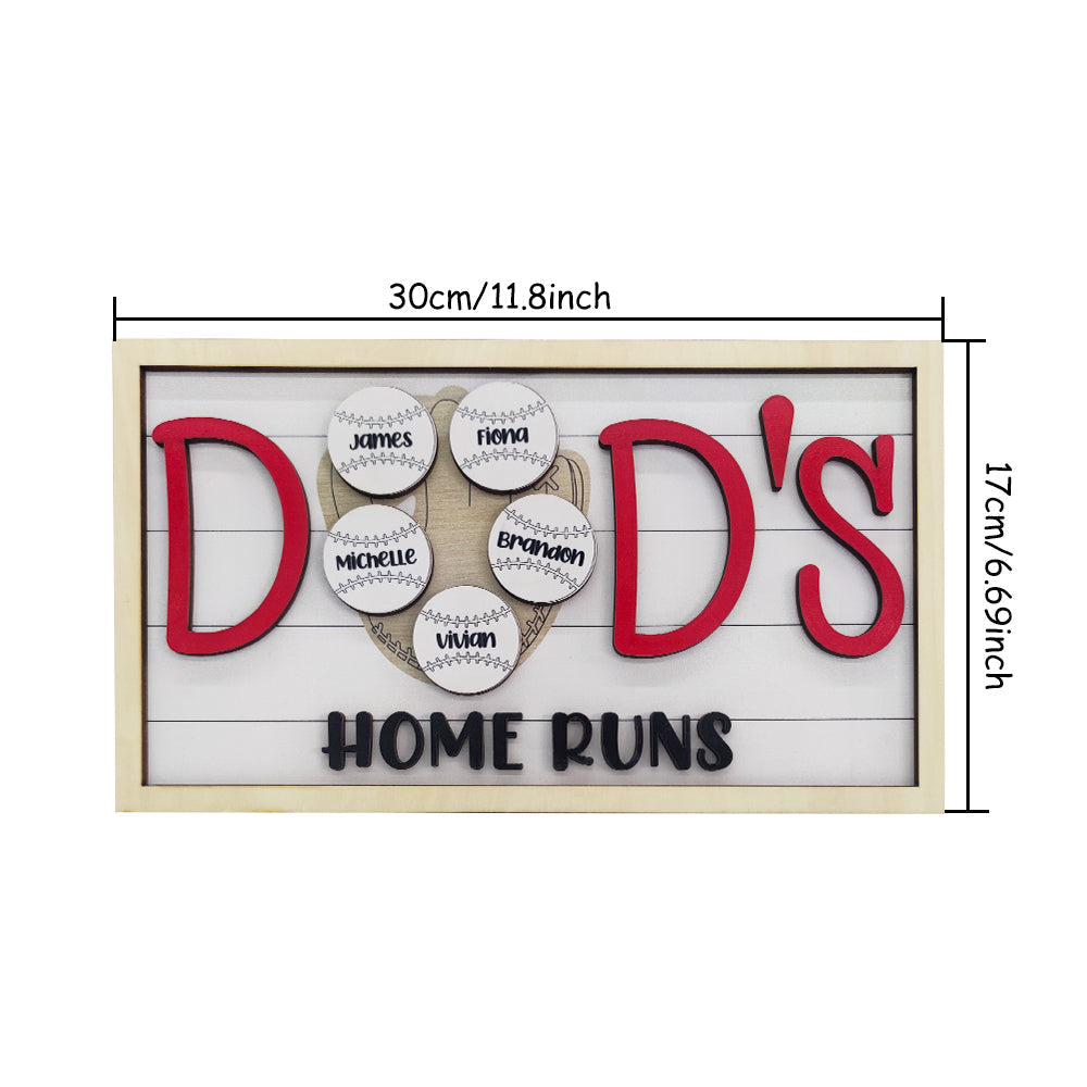 Personalized Baseball Dad Wooden Name Sign Plaque Father's Day Gift for Dad Grandpa - J K Kreation