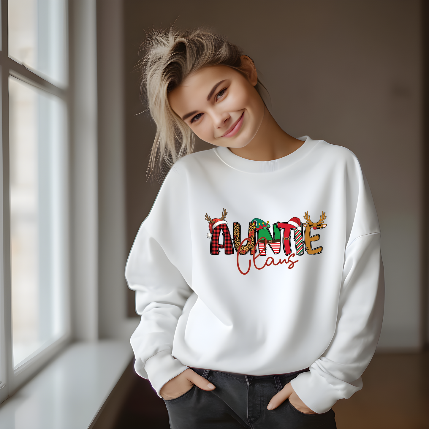 Auntie Claus Christmas Crewneck Sweatshirt - J K Kreation