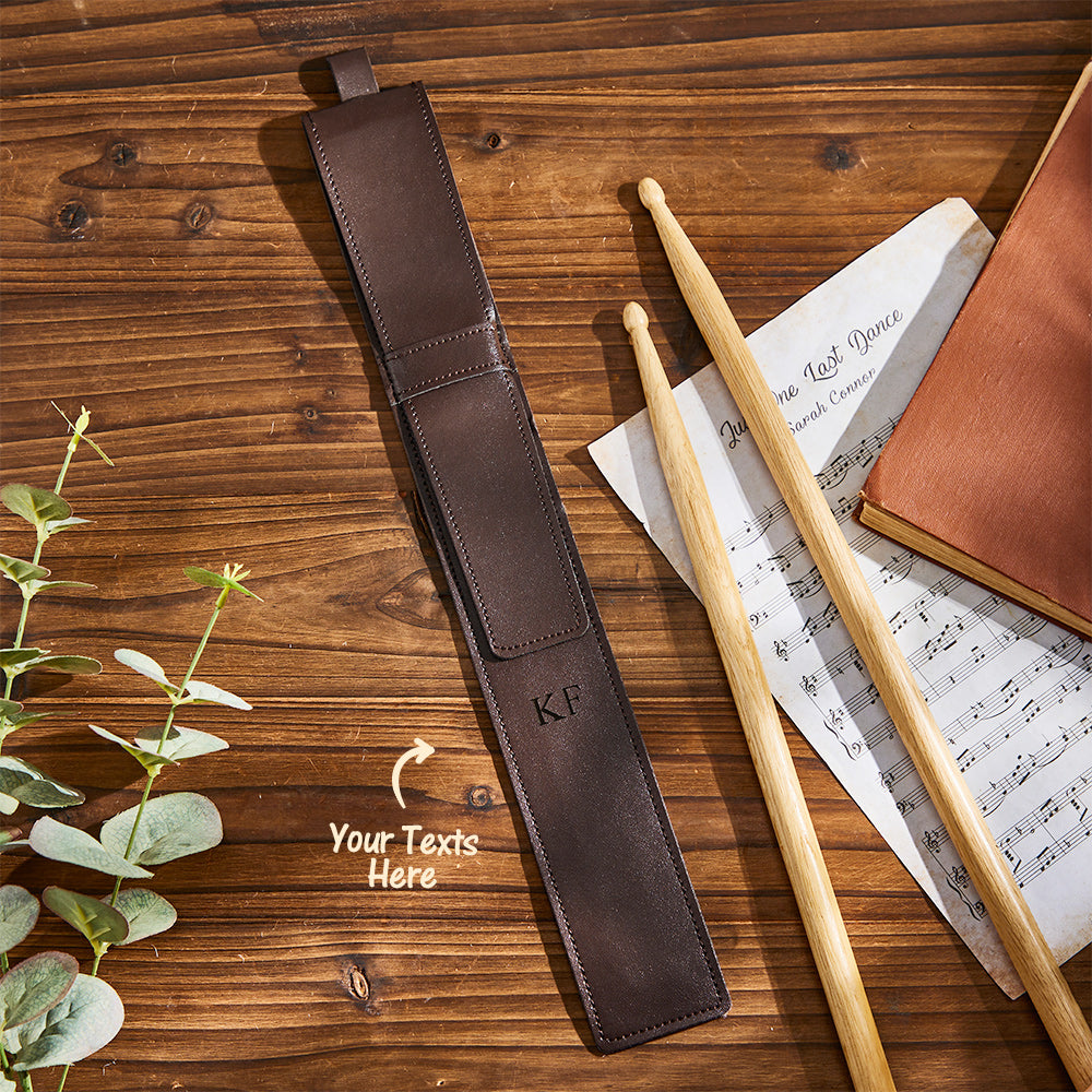 Custom Engraved Leather Drumstick Bag Simple Music Gift - J K Kreation
