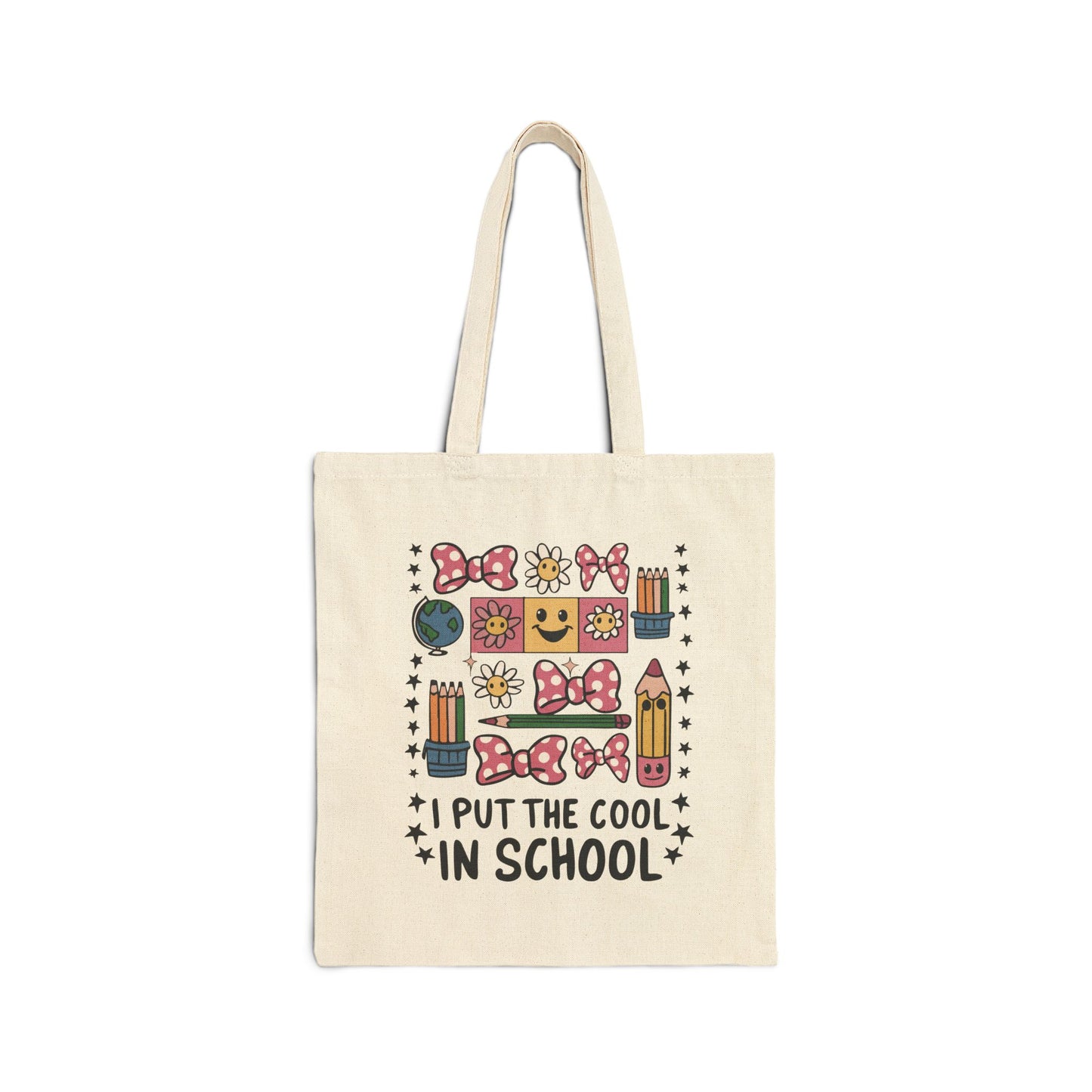 Teacher Back To School Reusable Teach Inspire Cotton Canvas Tote Bag - J K Kreation