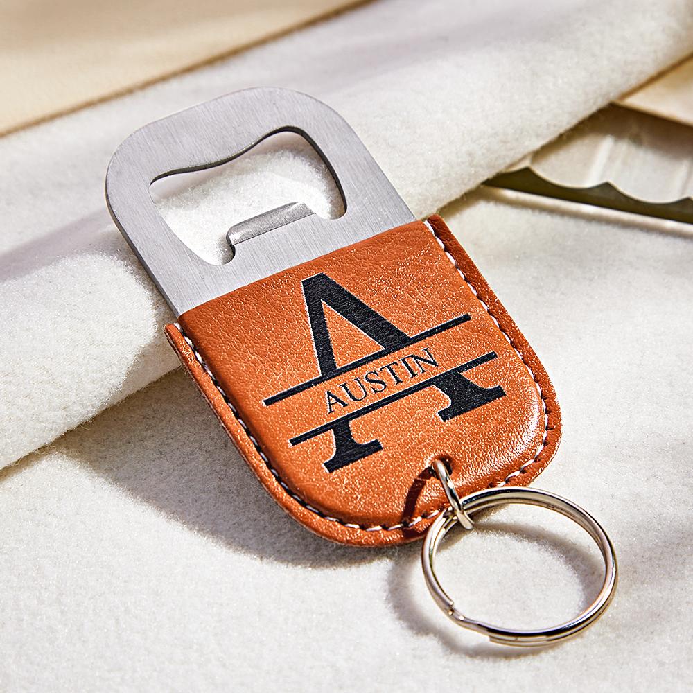 Custom Engraved Monogram Keychain Bottle Opener Simple Gifts - J K Kreation