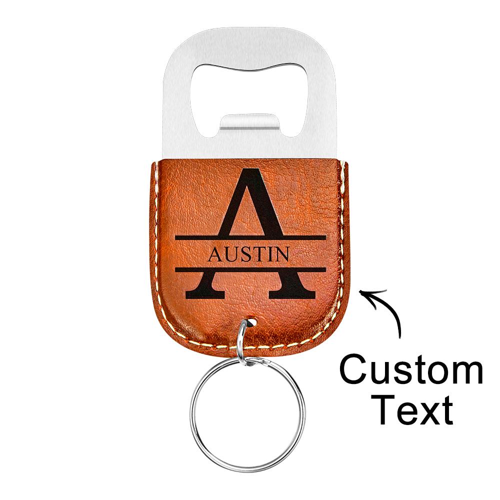 Custom Engraved Monogram Keychain Bottle Opener Simple Gifts - J K Kreation