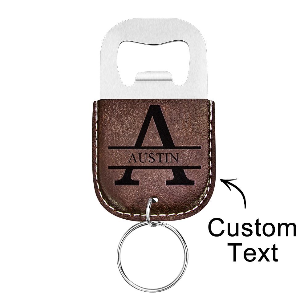Custom Engraved Monogram Keychain Bottle Opener Simple Gifts - J K Kreation
