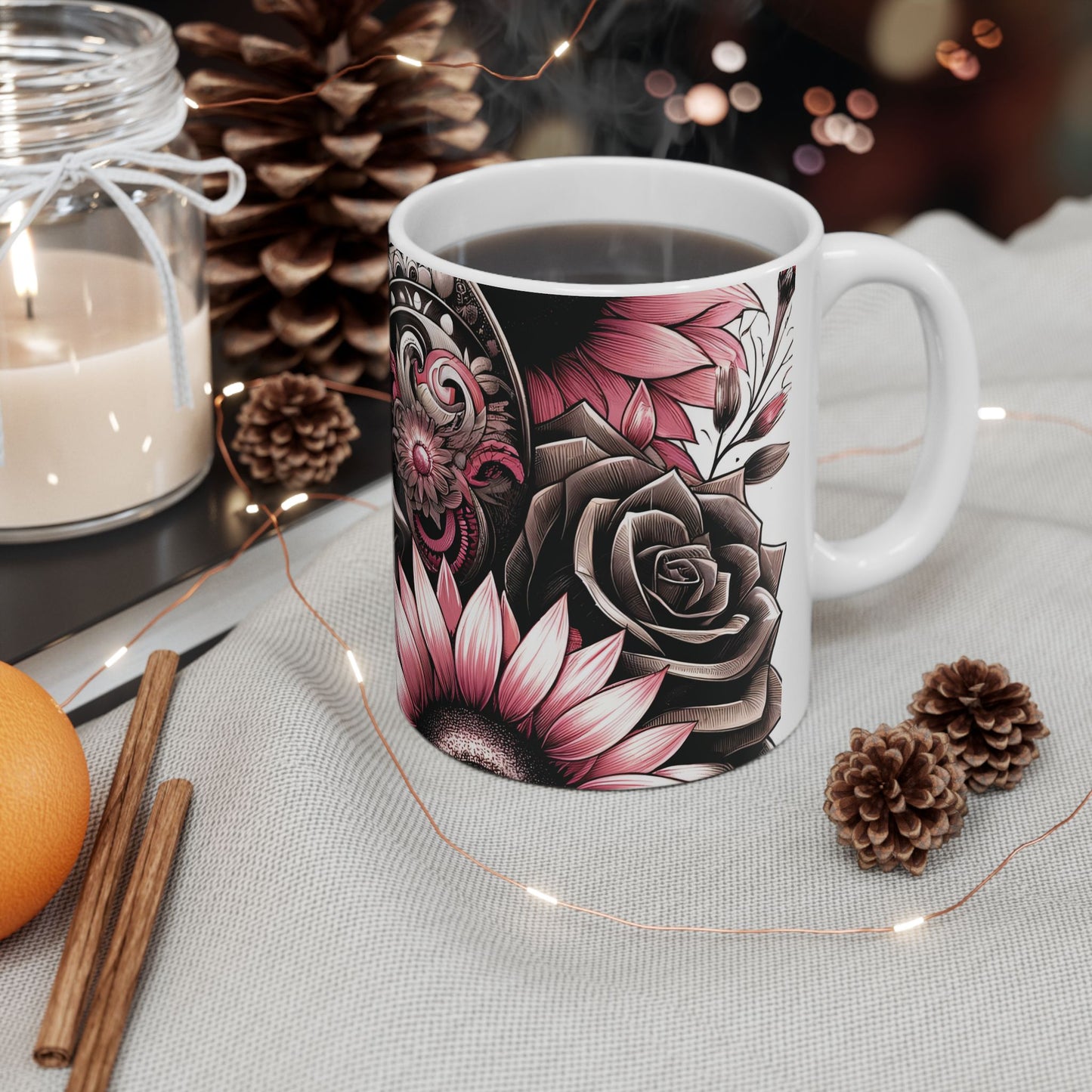 Skull Roses Mug - J K Kreation