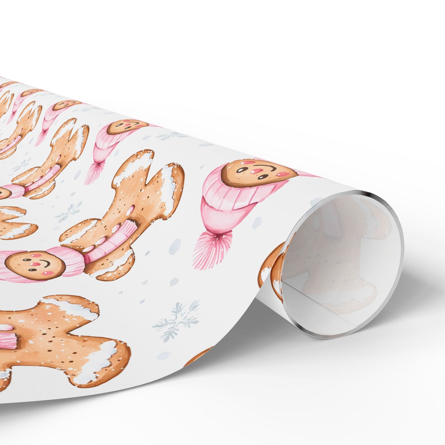 Pink Winter Gingerbread Christmas Wrapping Paper - J K Kreation