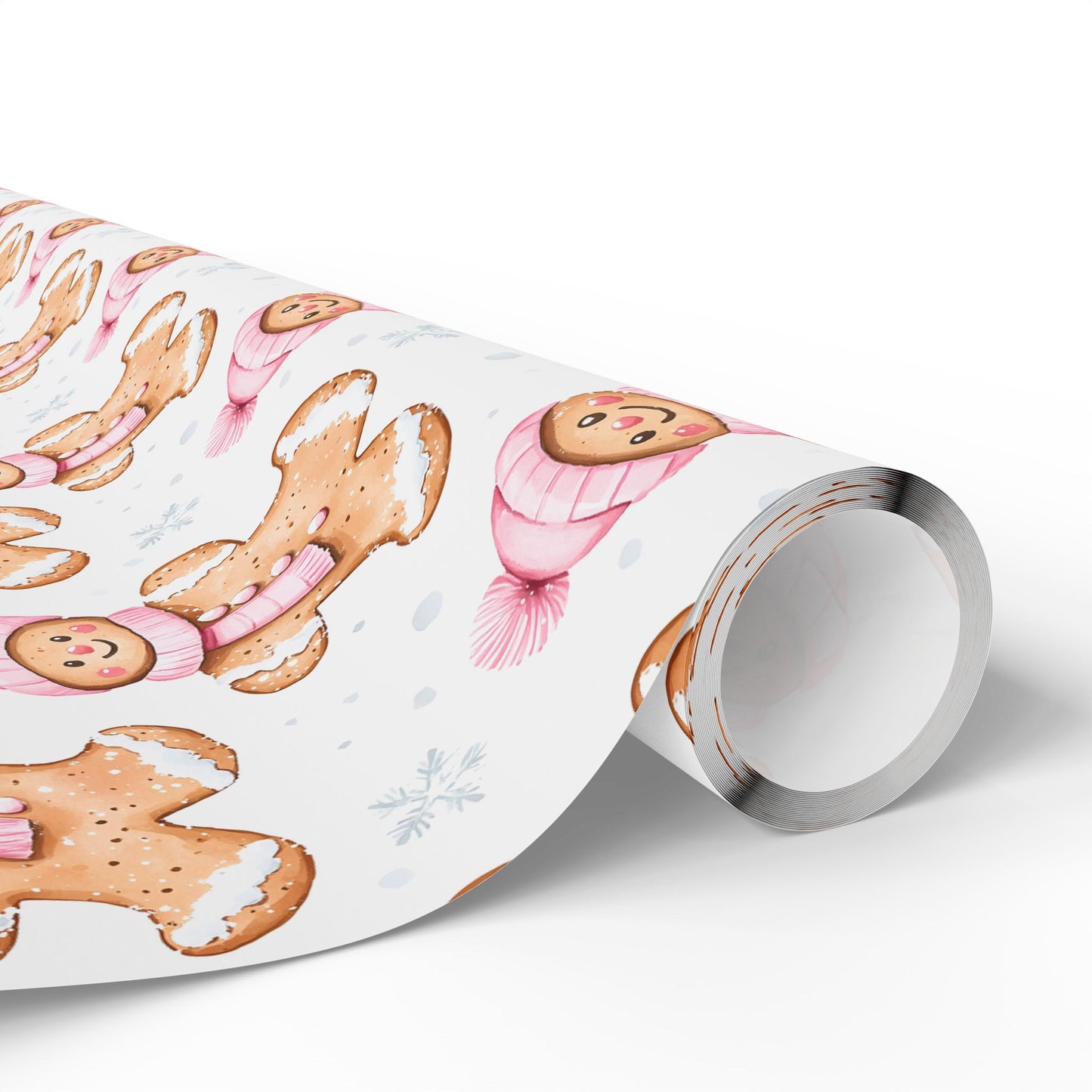 Pink Winter Gingerbread Christmas Wrapping Paper - J K Kreation