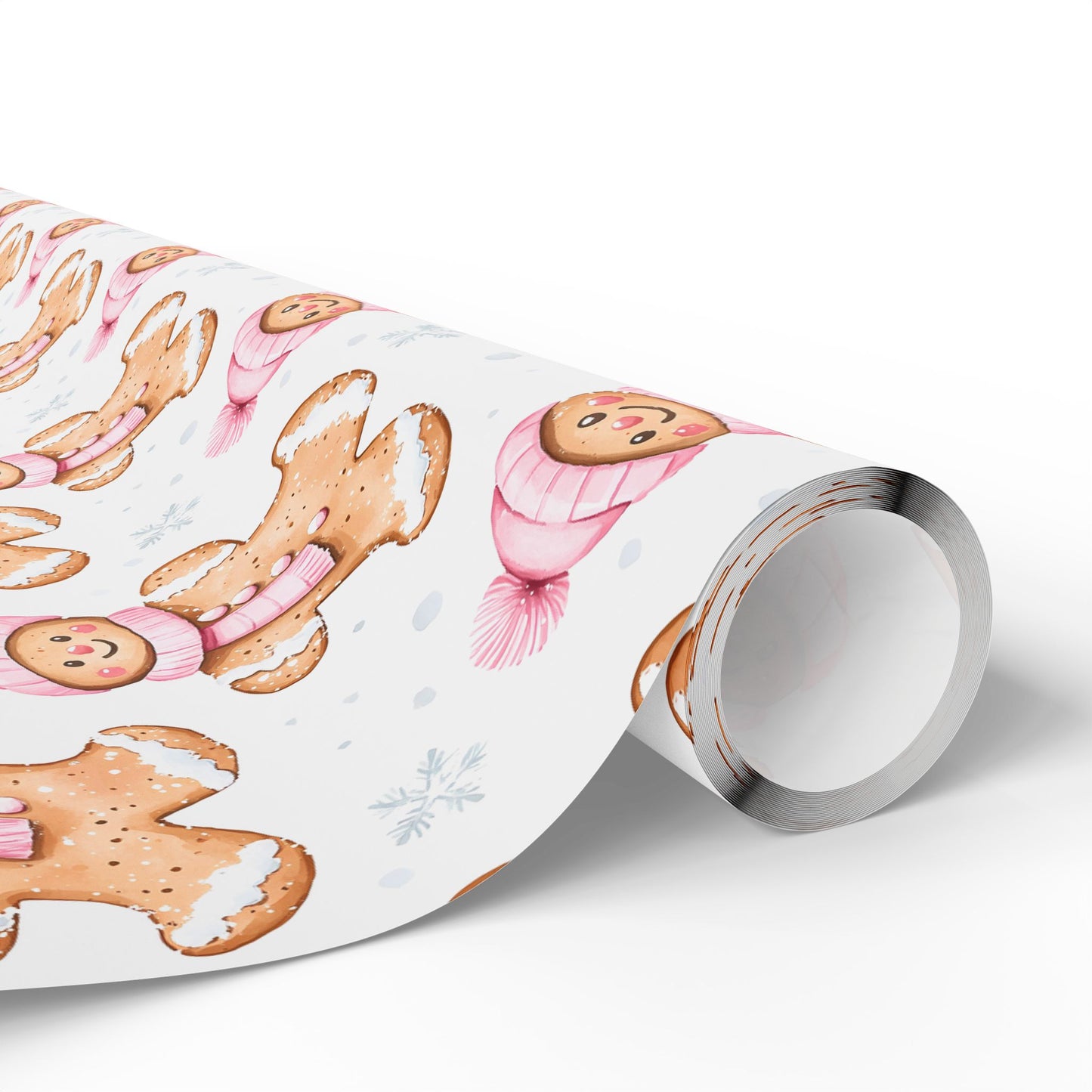 Pink Winter Gingerbread Christmas Wrapping Paper - J K Kreation