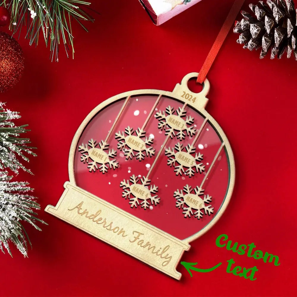 Custom Engraved Name Christmas Ornament Personalized Wooden Family Ornament Christmas Tree Decoration - J K Kreation