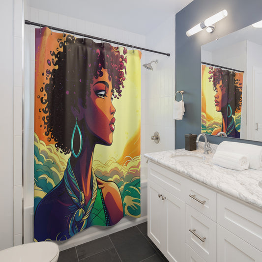 Mystical African American woman  Shower Curtains