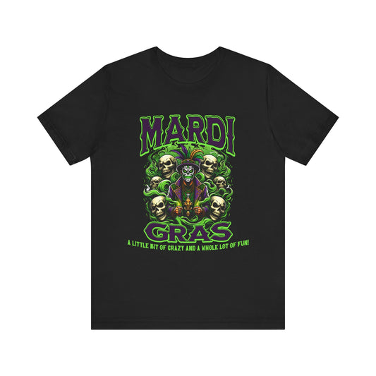 Mardi Gras Skulls Unisex Tee, Voodoo Magic Shirt, Green Purple T-Shirt, Festival Costume Top, Halloween Clothing