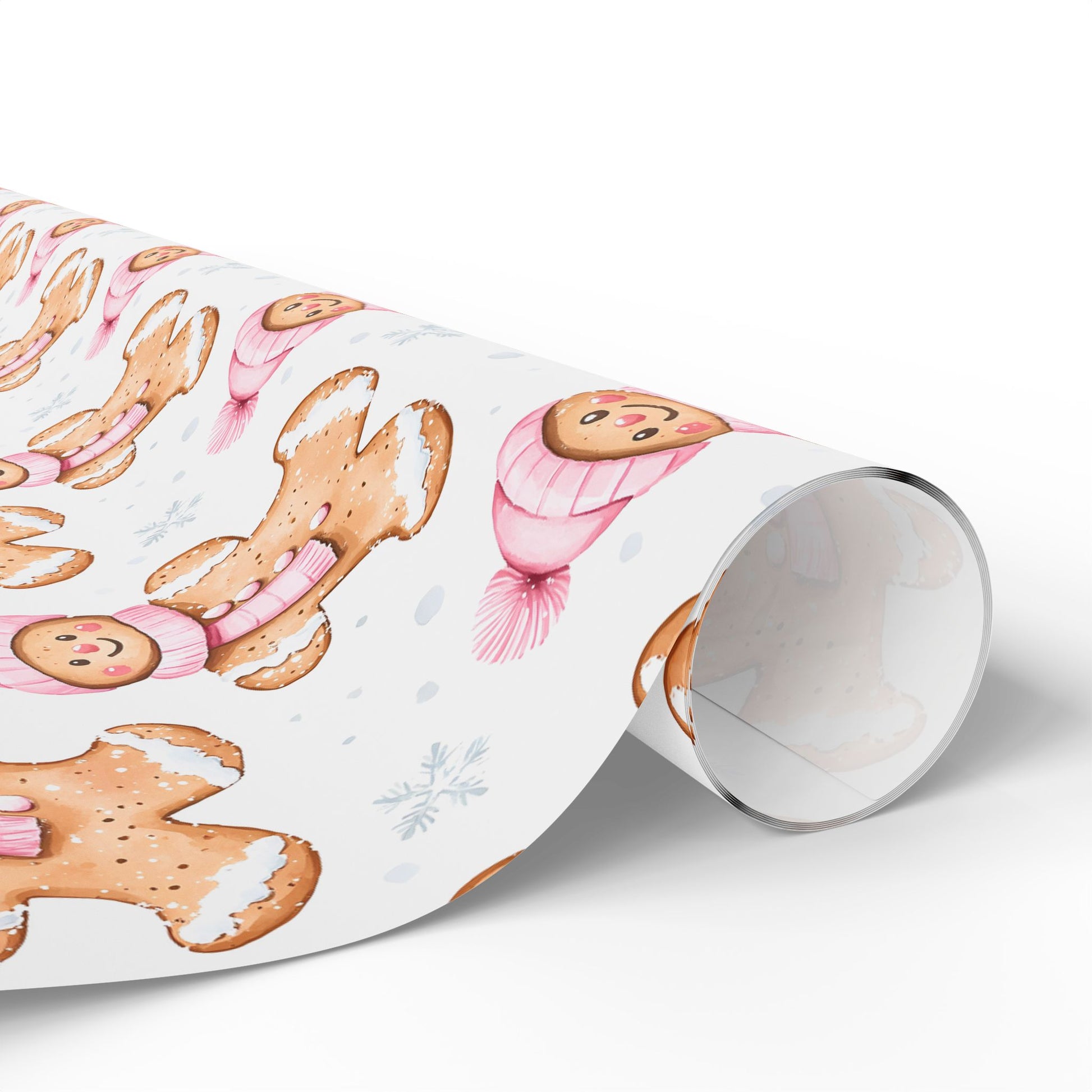 Pink Winter Gingerbread Christmas Wrapping Paper - J K Kreation