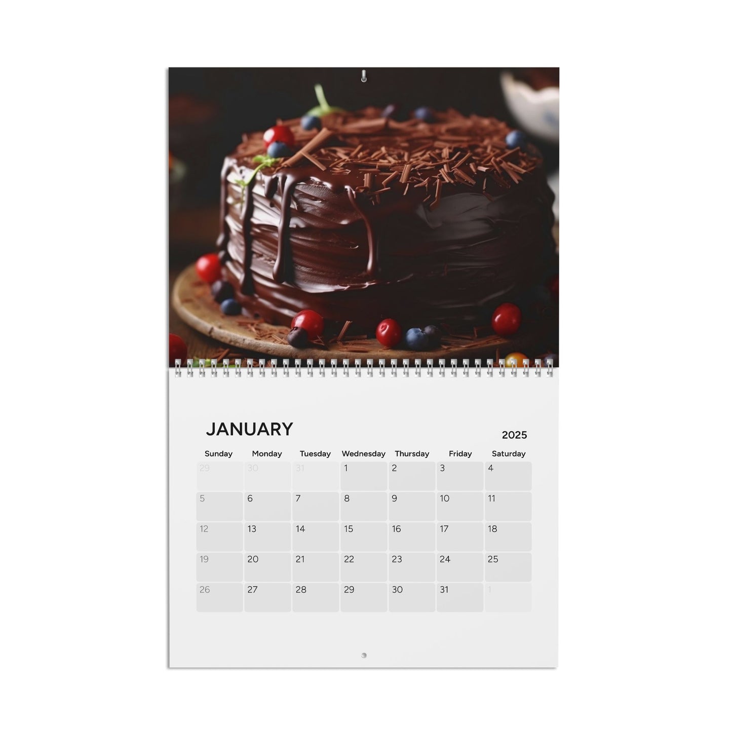 Wall Calendar 2025 with Dessert and Pastry Food Theme - Stocking Stuffer Gift for Everyone, Kitchen Decor, Yearly Planner, Event Scheduler, - J K Kreation