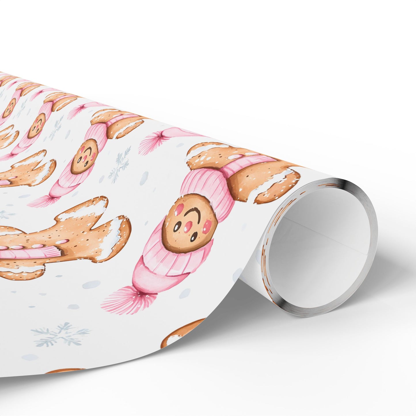 Pink Winter Gingerbread Christmas Wrapping Paper - J K Kreation