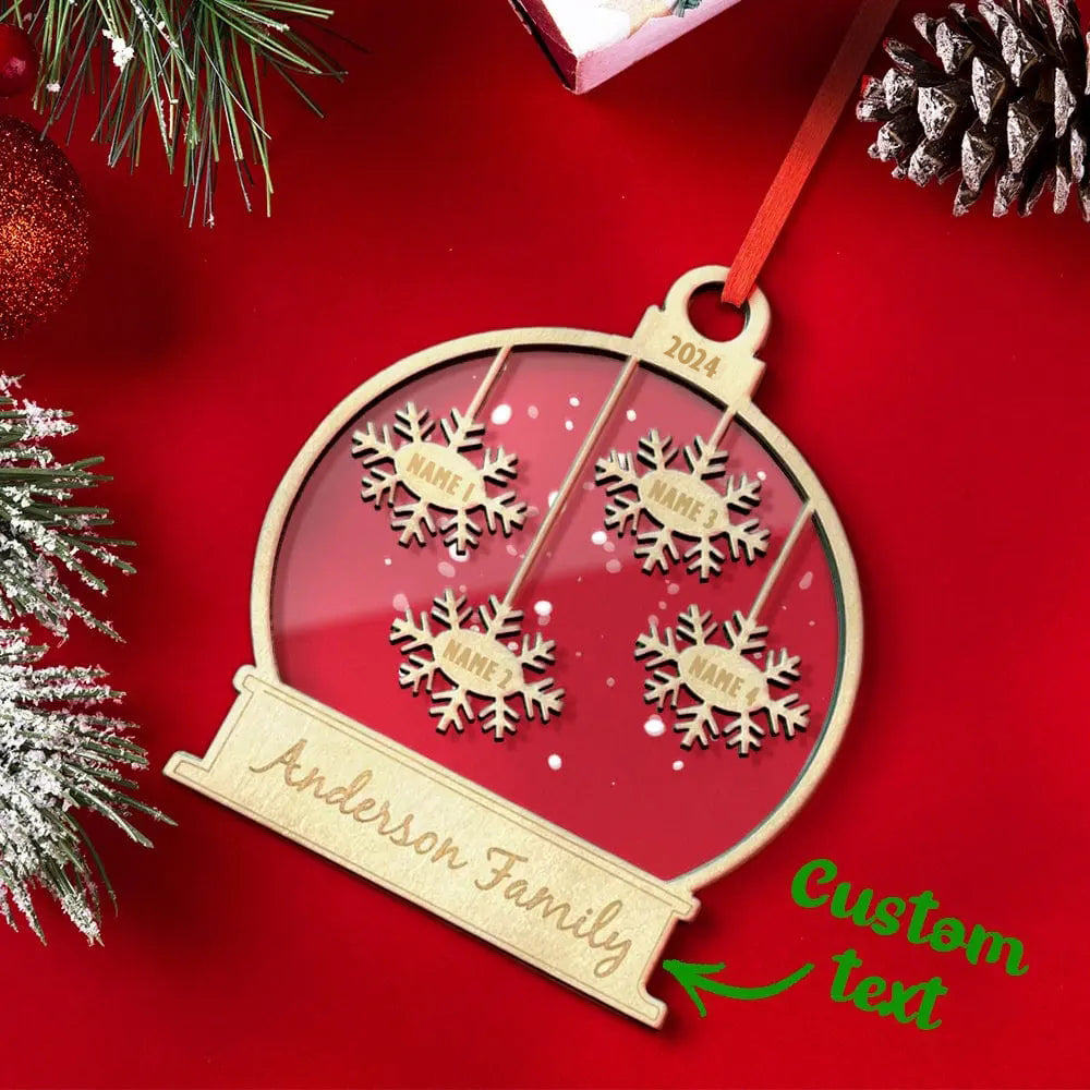 Custom Engraved Name Christmas Ornament Personalized Wooden Family Ornament Christmas Tree Decoration - J K Kreation