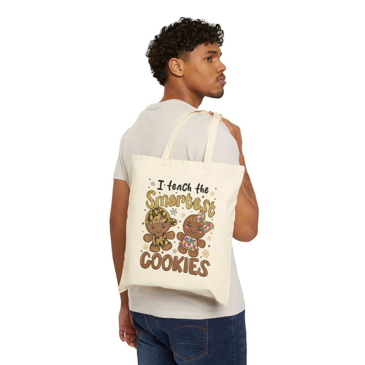 Gingerbread Cookies Cotton Tote Bag - Christmas School Supplies Gift Idea - J K Kreation