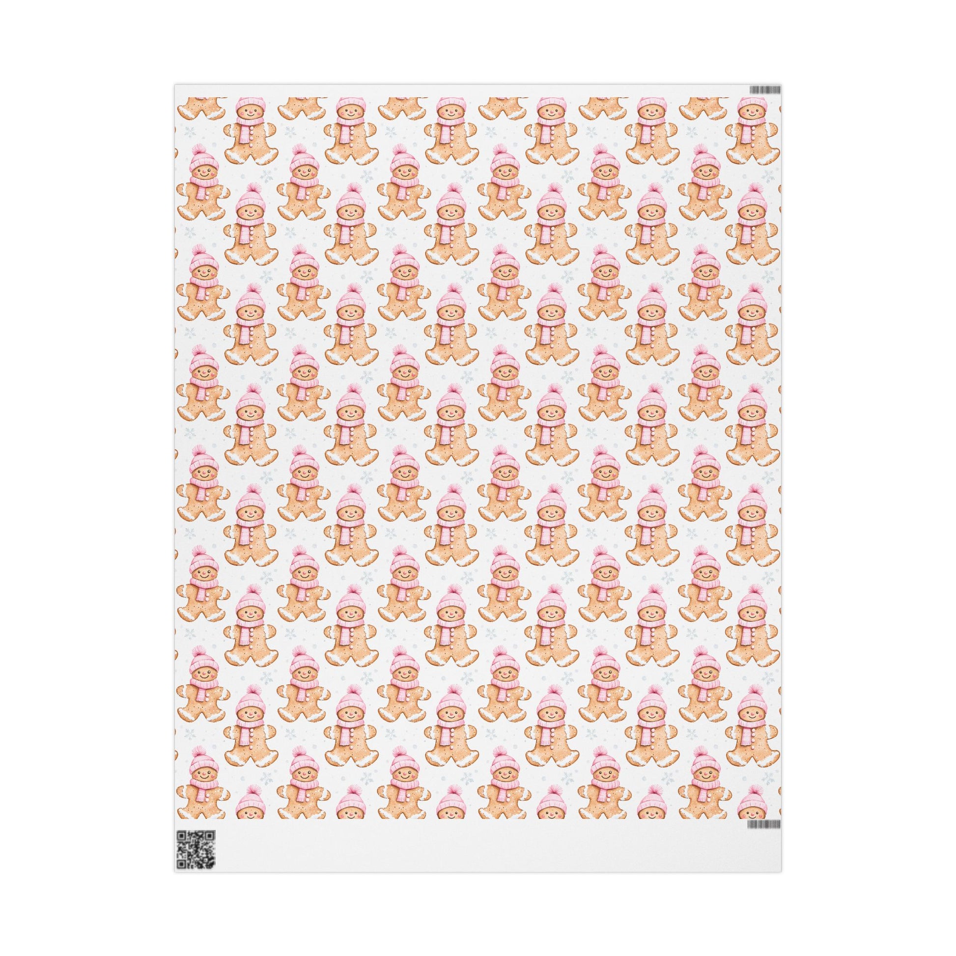 Pink Winter Gingerbread Christmas Wrapping Paper - J K Kreation