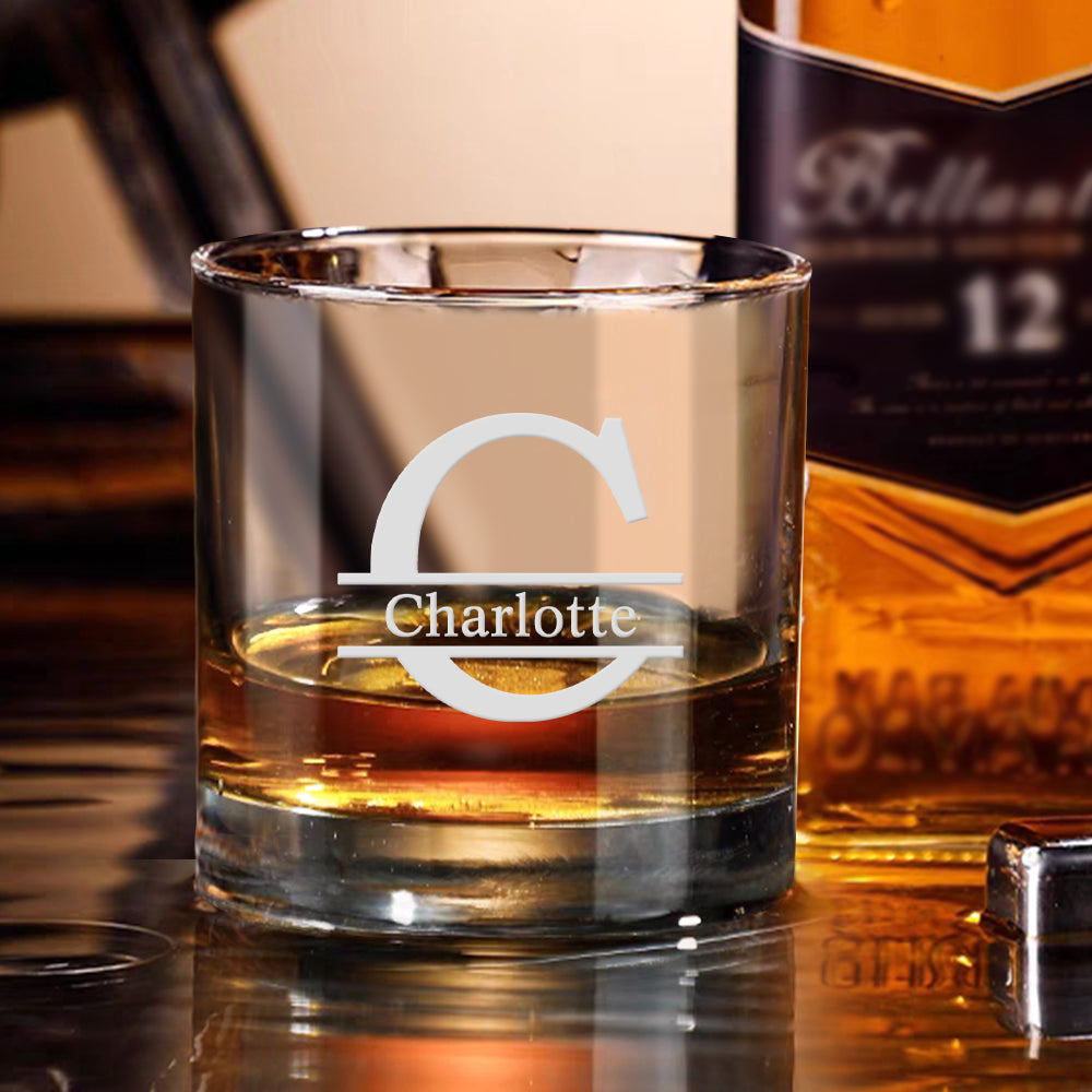 Personalized Engraved Whisky Glass Wedding Gift - Customized Glassware for Couples Bar Dad Guys - J K Kreation