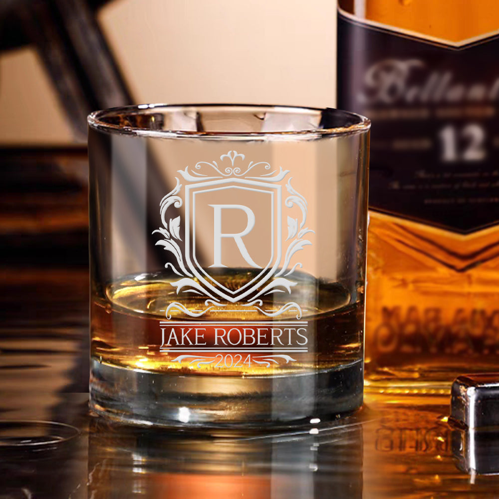 Personalized Engraved Whisky Glass Wedding Gift - Customized Glassware for Couples Bar Dad Guys - J K Kreation