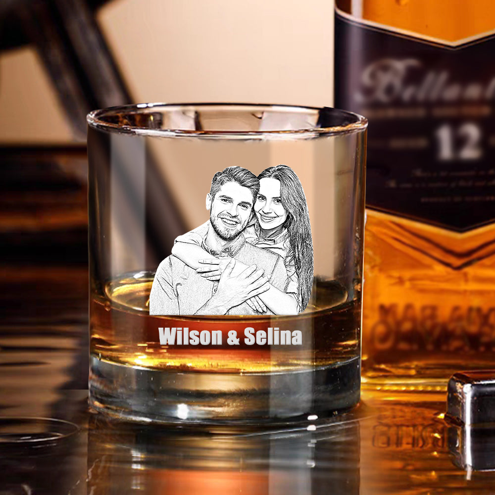 Personalized Engraved Whisky Glass Wedding Gift - Customized Glassware for Couples Bar Dad Guys - J K Kreation