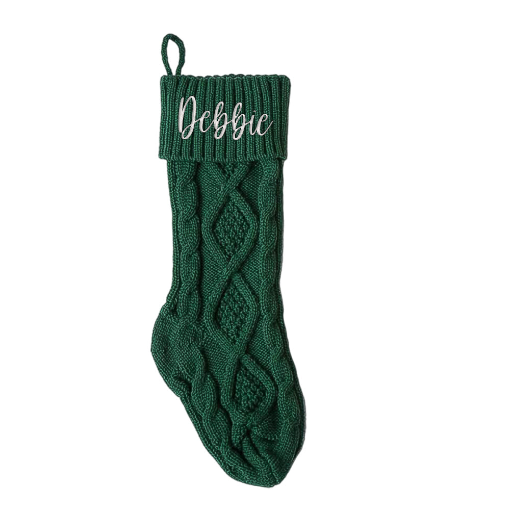 Personalized Christmas Stocking with Name Knitted Xmas Stockings Decoration - J K Kreation