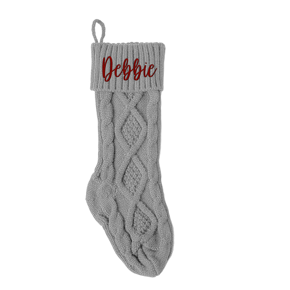 Personalized Christmas Stocking with Name Knitted Xmas Stockings Decoration - J K Kreation