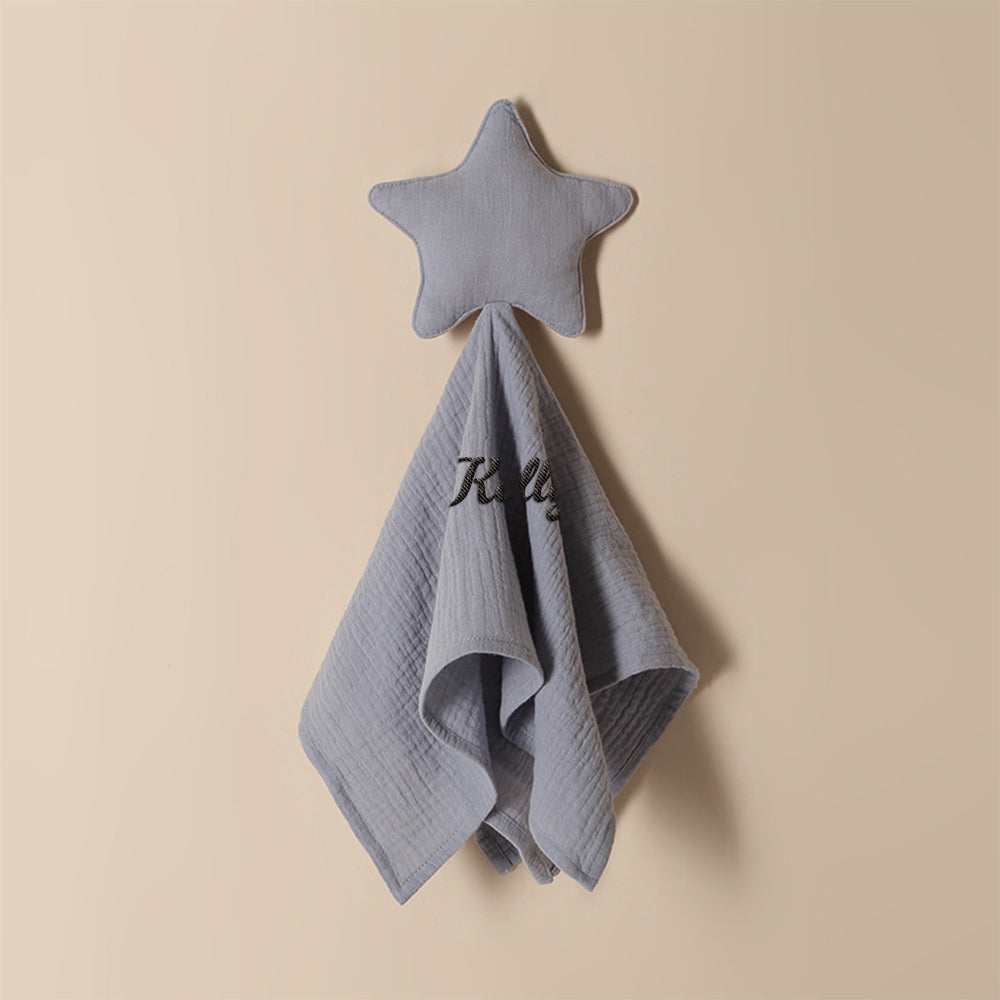 Personalized Soothe Towel Bibs Star Soft Sleeping Towel with Embroidered Name Gift for Baby - J K Kreation