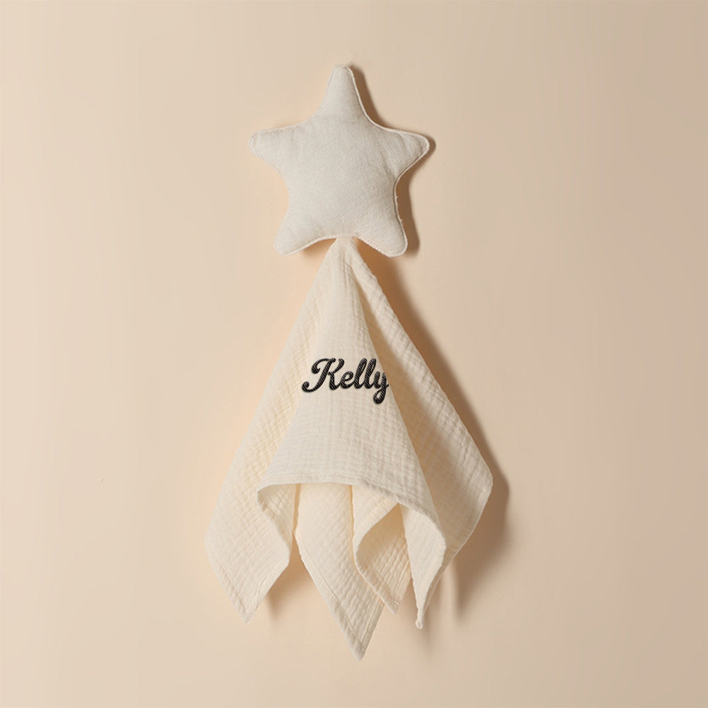 Personalized Soothe Towel Bibs Star Soft Sleeping Towel with Embroidered Name Gift for Baby - J K Kreation