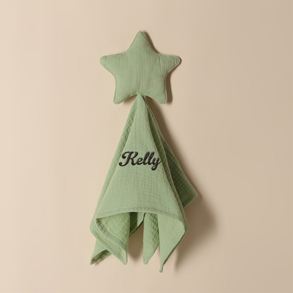 Personalized Soothe Towel Bibs Star Soft Sleeping Towel with Embroidered Name Gift for Baby - J K Kreation