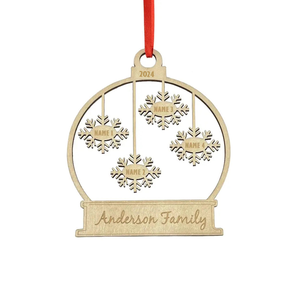 Custom Engraved Name Christmas Ornament Personalized Wooden Family Ornament Christmas Tree Decoration - J K Kreation