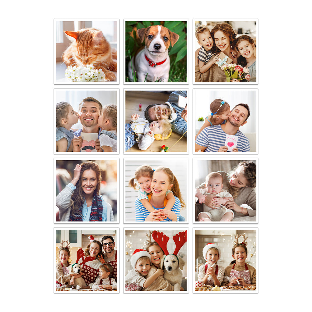 Custom Photo Card Paper Fridge Magnets - Set of 12 Personalized Picture Magnets for Home or Gifts - J K Kreation