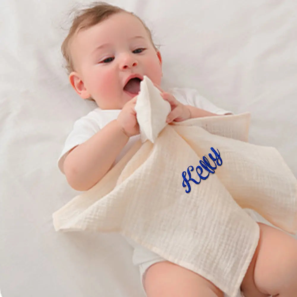 Personalized Soothe Towel Bibs Star Soft Sleeping Towel with Embroidered Name Gift for Baby - J K Kreation