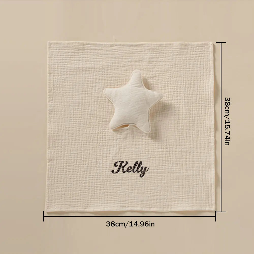 Personalized Soothe Towel Bibs Star Soft Sleeping Towel with Embroidered Name Gift for Baby - J K Kreation